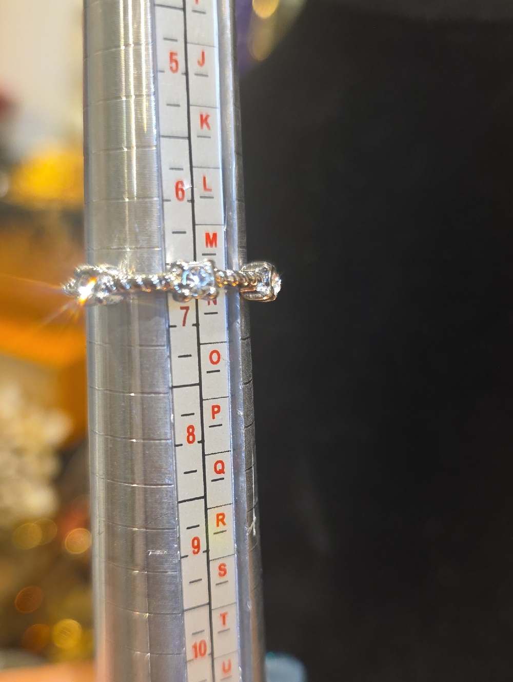 Source Unknown Silver Tone Ring with Clear Stones